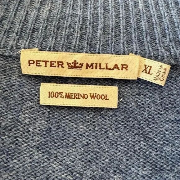 Peter Millar Striped Quarter-Zip Mock Turtleneck Sweater Merino Wool SZ XL #2320 - Picture 6 of 12